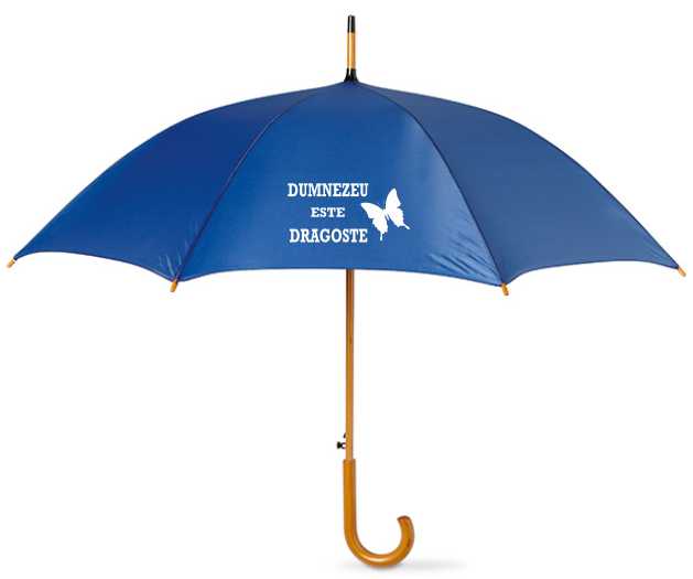 Umbrela - Dumnezeu este dragoste, culoare albastra Umbrela - Dumnezeu este dragoste, culoare albastra