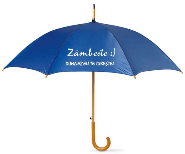 Umbrela - Zambeste, Dumnezeu te iubeste, culoare albastra Umbrela - Zambeste, Dumnezeu te iubeste, culoare albastra