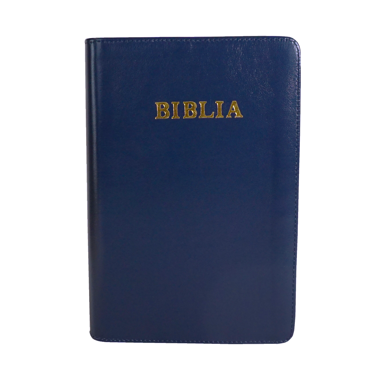 Biblie mare, piele, culoare albastru, fermoar, index, margini argintii, simbol simpla, cuv. Isus cu rosu [SI 073 PFI]