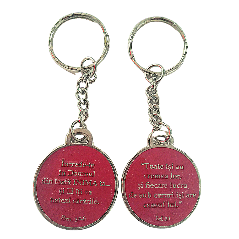 Brelocuri crestine fata/verso - Increde-te in Domnul / Toate isi au vremea lor (rosu) Brelocuri crestine fata/verso - Increde-te in Domnul / Toate isi au vremea lor (rosu)
