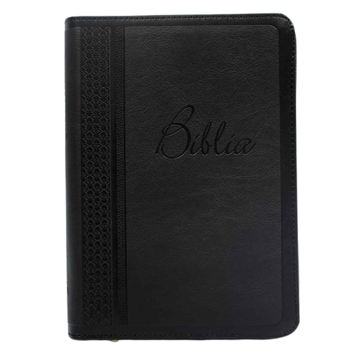 Biblie marime medie, piele ecologică, culoare neagra, fermoar, index, margini aurii, hărți, cuv. lui Isus cu roșu [055 ZTI]