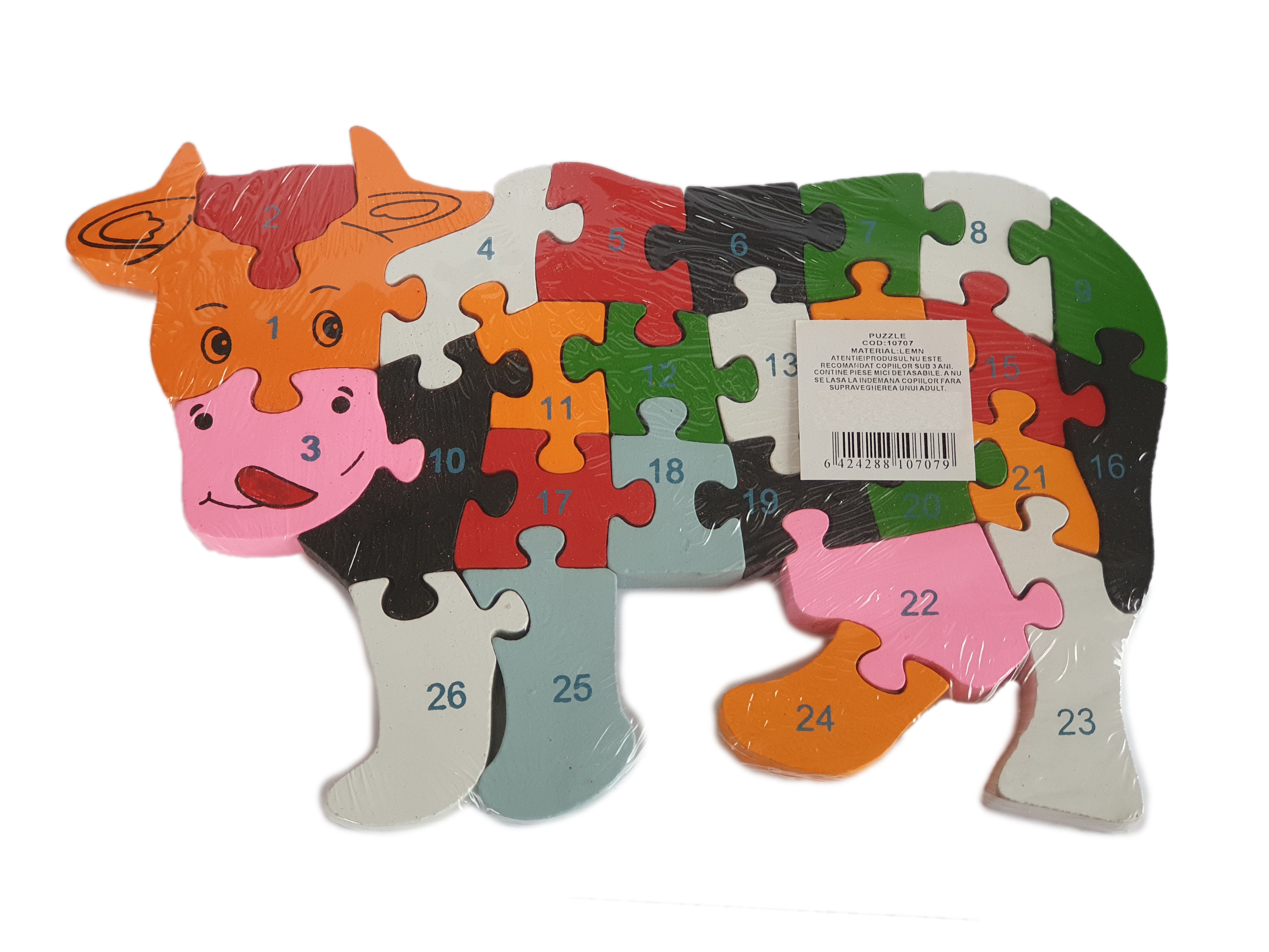 Jucarii din lemn -  Puzzle Vaca Jucarii din lemn -  Puzzle Vaca