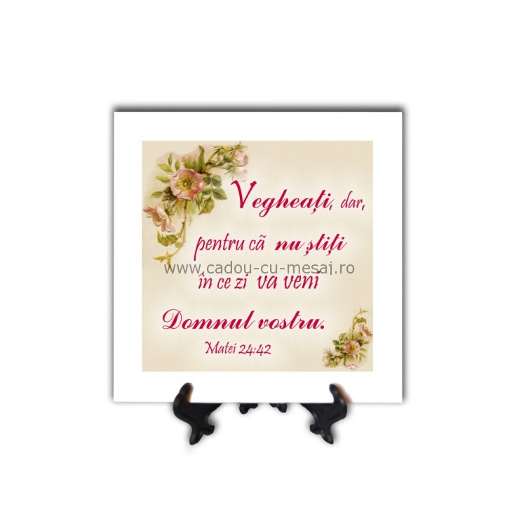 Tablou vintage - Vegheați dar (20x20 cm)
