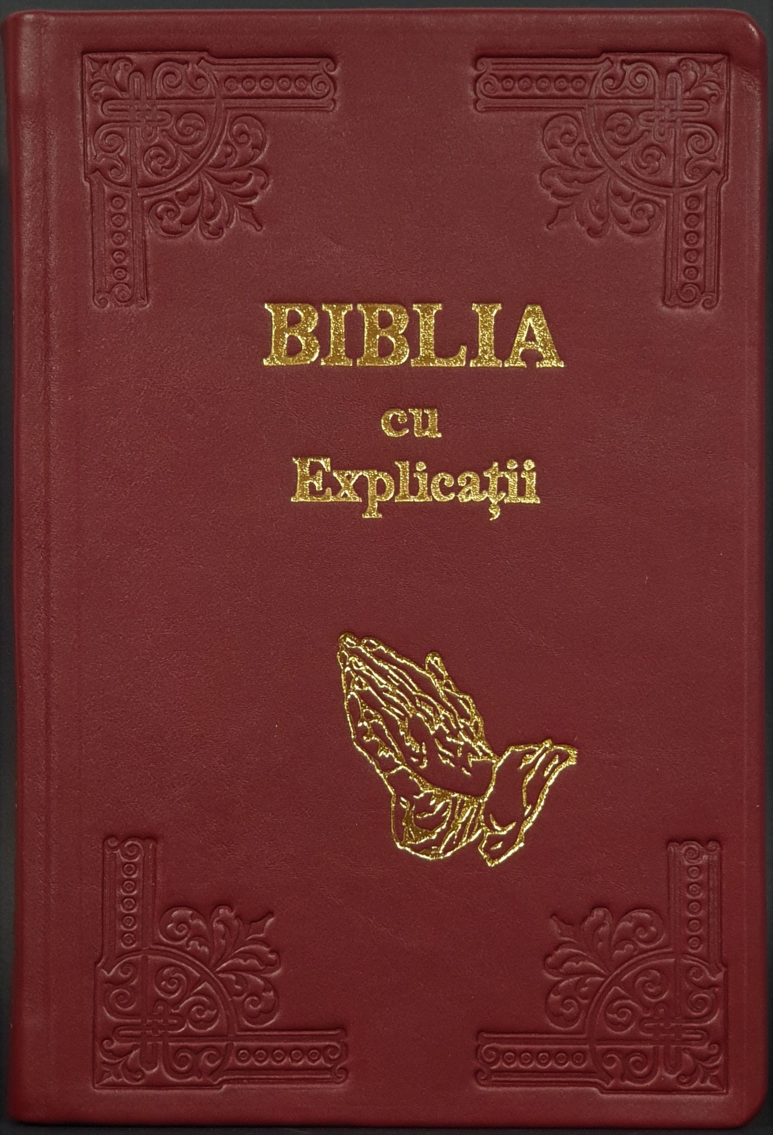 Biblia Handmade, mare, cu concordanta si explicatii, piele, culoare visiniu, aurita, index, cuv. lui Isus cu rosu [CO 77 HMI]
