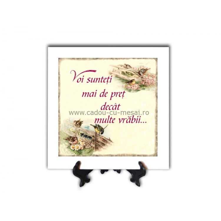 Tablou vintage - Voi sunteți mai de preț (20x20 cm) Tablou vintage - Voi sunteți mai de preț (20x20 cm)