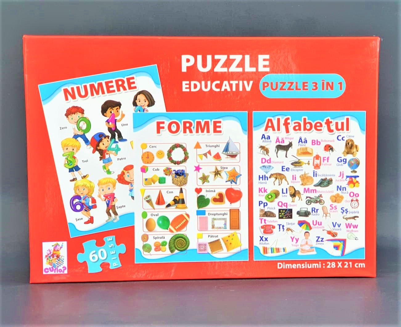Puzzle 3 in 1 - Numere, Forme, Alfabetul - Activitati pentru copii (5+) Puzzle 3 in 1 - Numere, Forme, Alfabetul - Activitati pentru copii (5+)