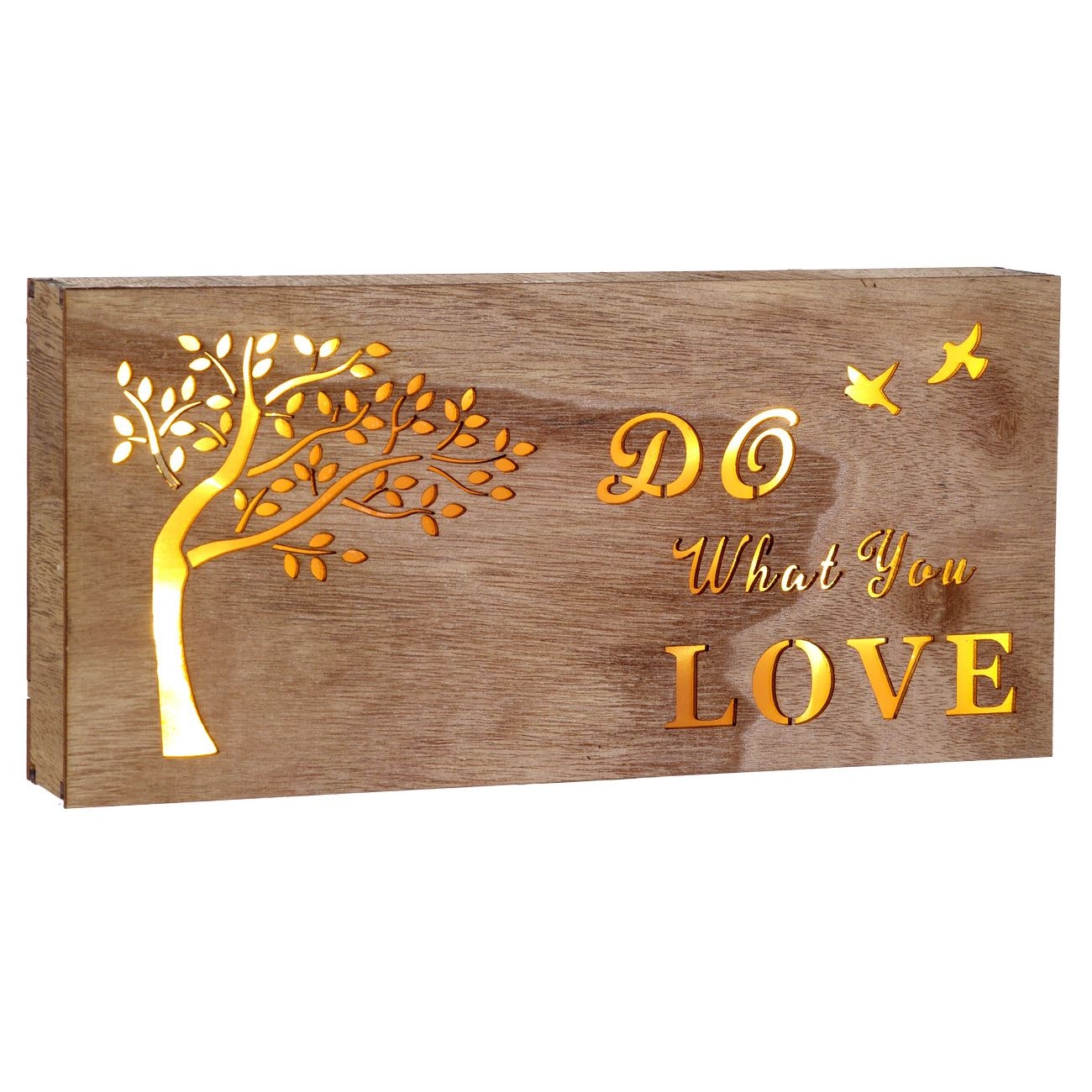 Cutie din lemn bej decorativa, cu led - DO What You LOVE Cutie din lemn bej decorativa, cu led - DO What You LOVE