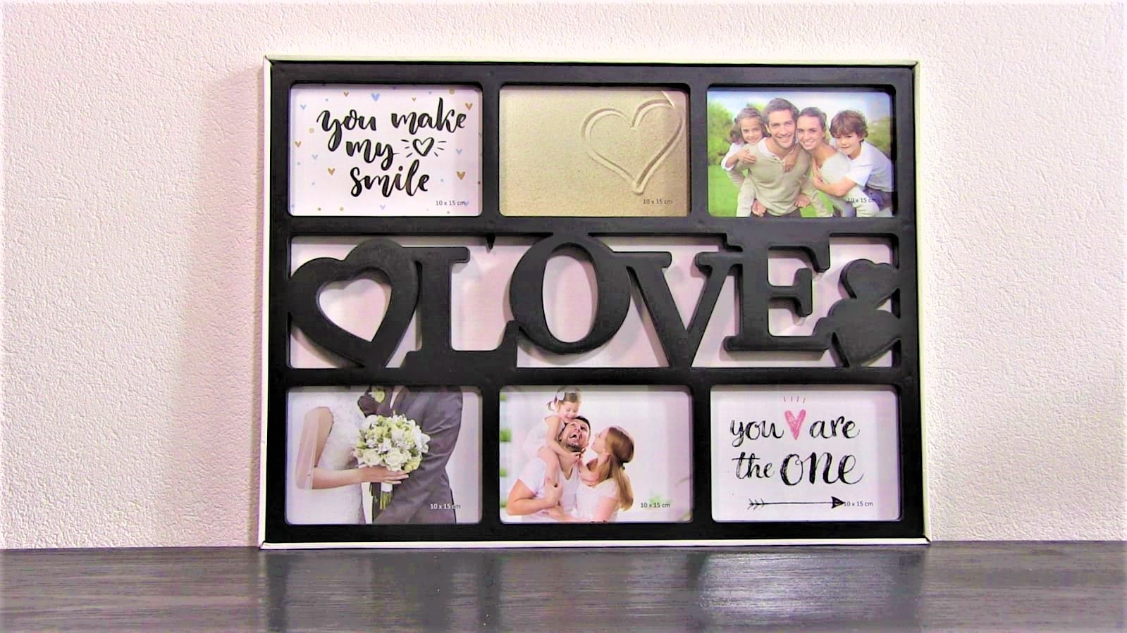 Rama foto cu litere LOVE, negru - 6 poze (46x34cm) Rama foto cu litere LOVE, negru - 6 poze (46x34cm)