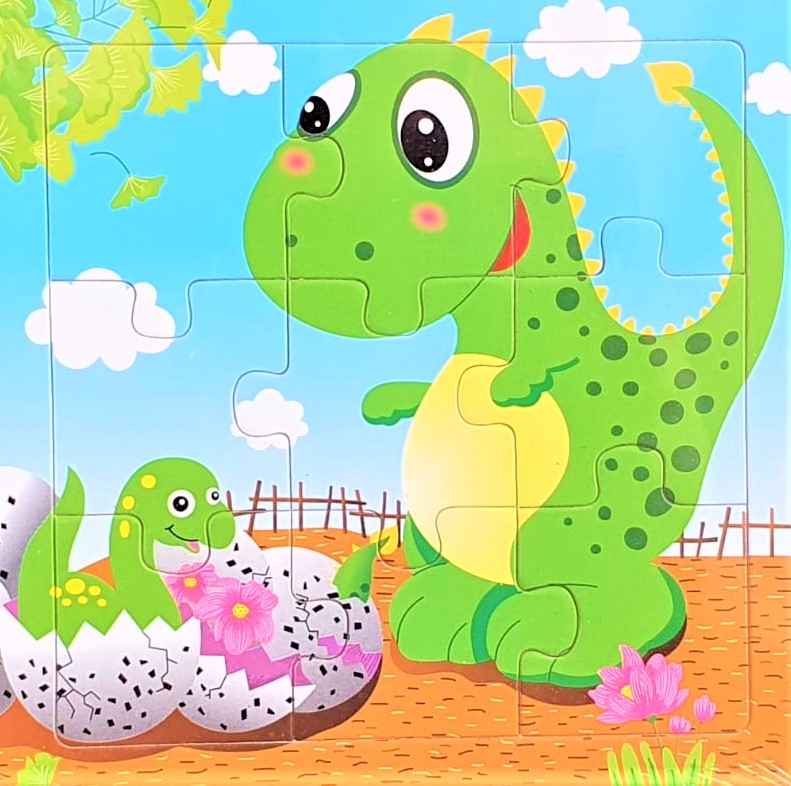 Puzzle din lemn - Dinozaur, 9 piese - Activitati pentru copii (+18 luni) Puzzle din lemn - Dinozaur, 9 piese - Activitati pentru copii (+18 luni)