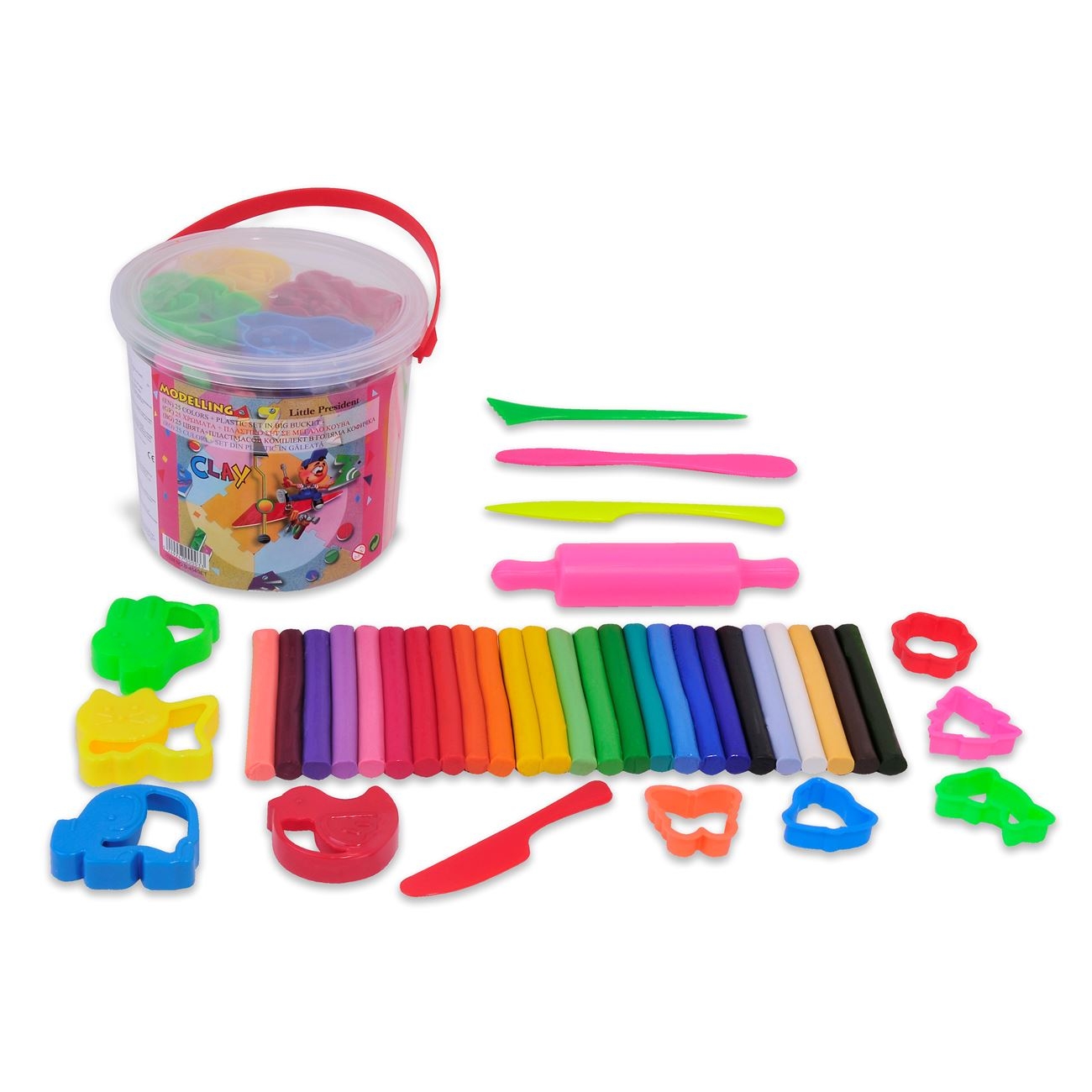 Plastilina in galeata, 25 culori + 4 matrite - Activitati pentru copii (3+) Plastilina in galeata, 25 culori + 4 matrite - Activitati pentru copii (3+)