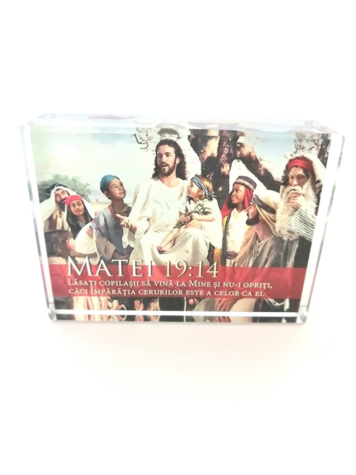 Prisma din sticla - fata/verso cu versete biblice Prisma din sticla - fata/verso cu versete biblice