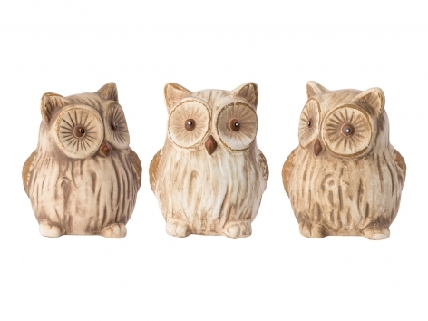 Set 3 figurine ceramice decorative - Bufnite