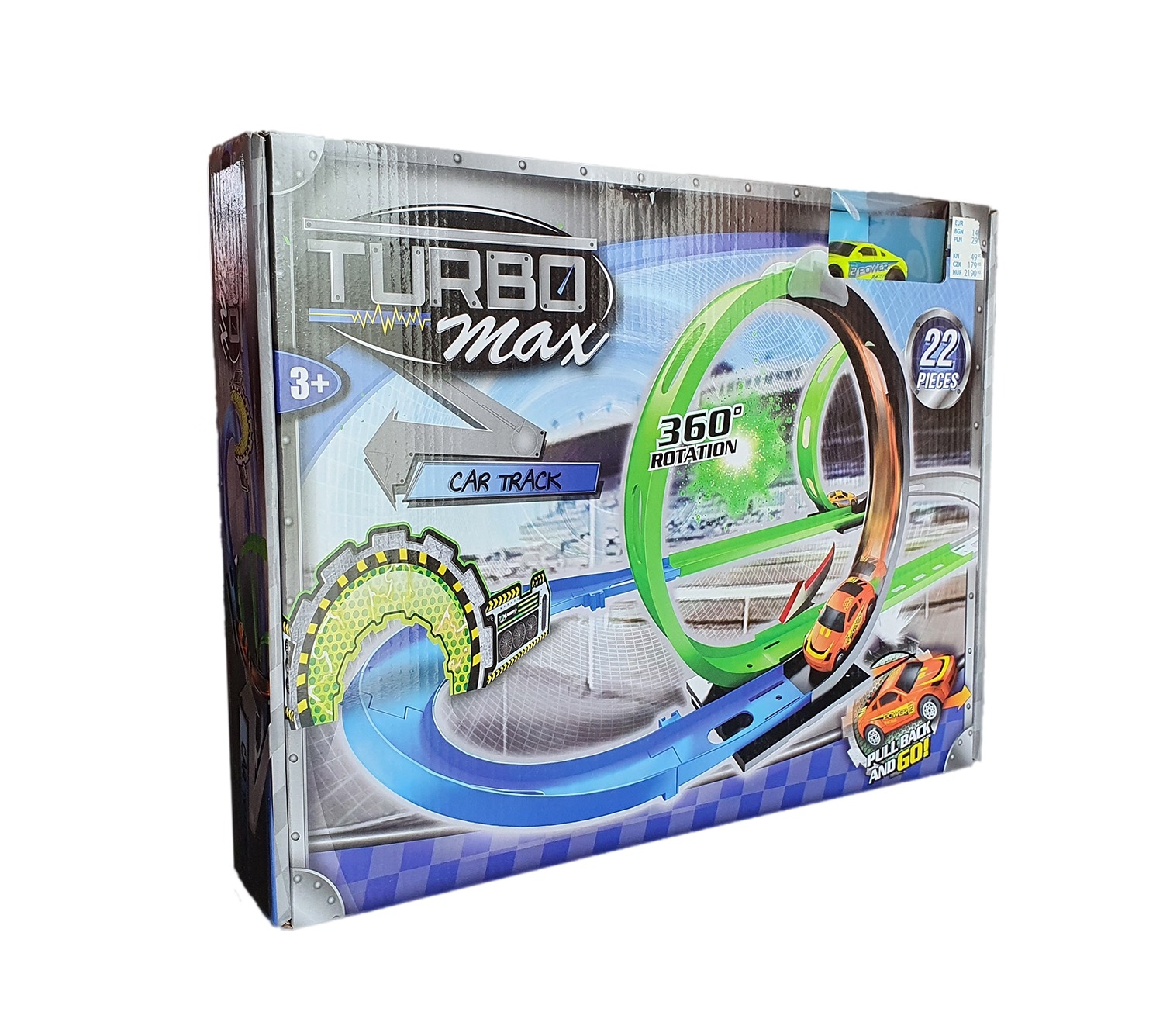 Masinuta Turbo max - Pista de curse cu o masinuta verde 22 piese Masinuta Turbo max - Pista de curse cu o masinuta verde 22 piese