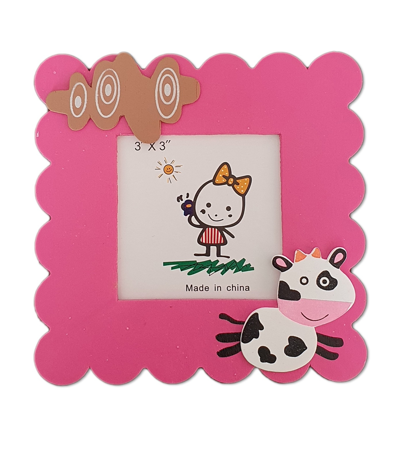 Rama foto vesela baby - Roz  (14x14 cm) Rama foto vesela baby - Roz  (14x14 cm)