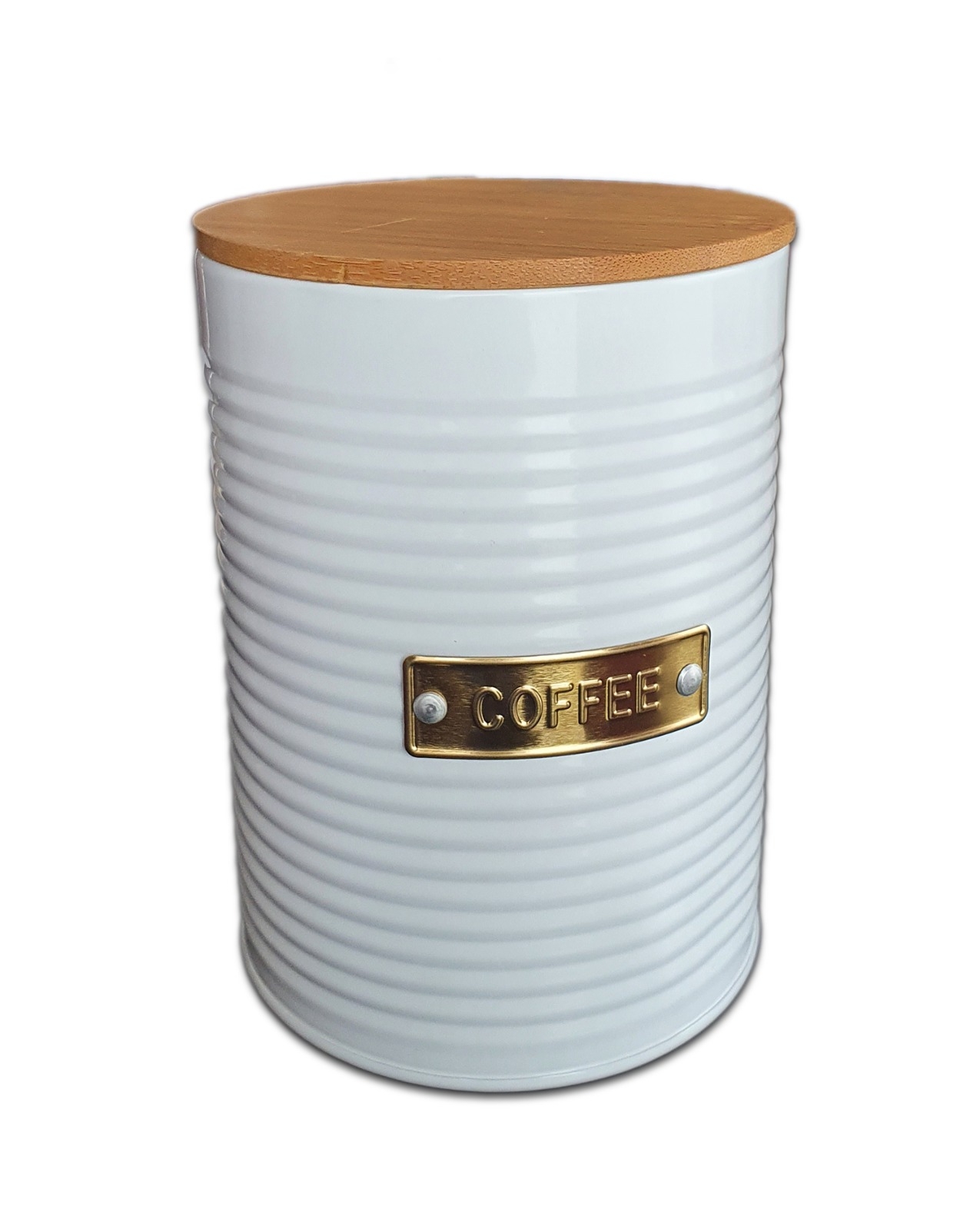 Borcan metalic coffee - Alb (11 x 15 cm)