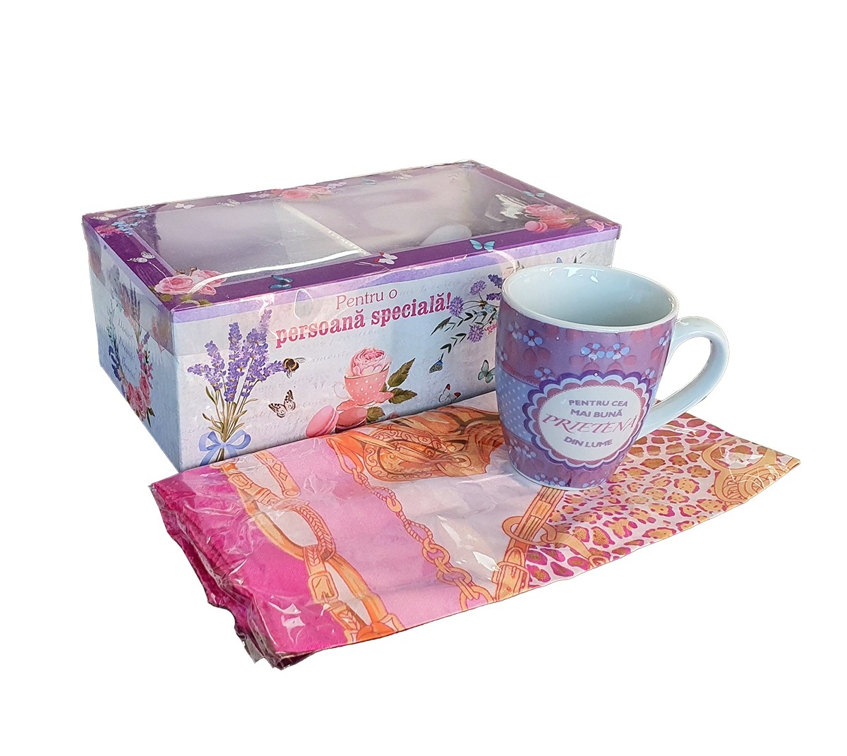 Set cana cu lingurita si esarfa - prietena Set cana cu lingurita si esarfa - prietena