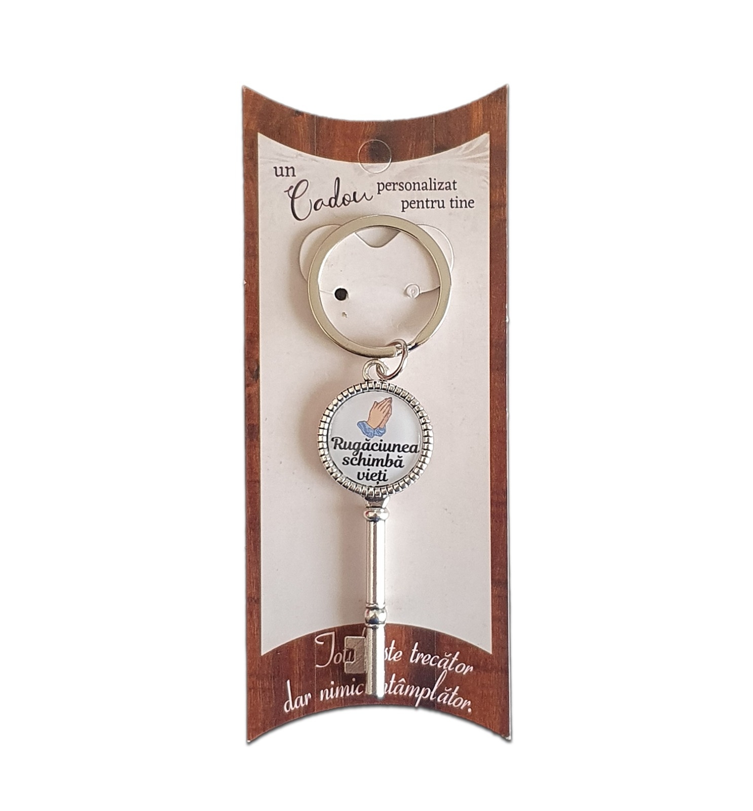 Breloc cheie cu mesaj crestin - Rugaciunea schimbă vieți Breloc cheie cu mesaj crestin - Rugaciunea schimbă vieți