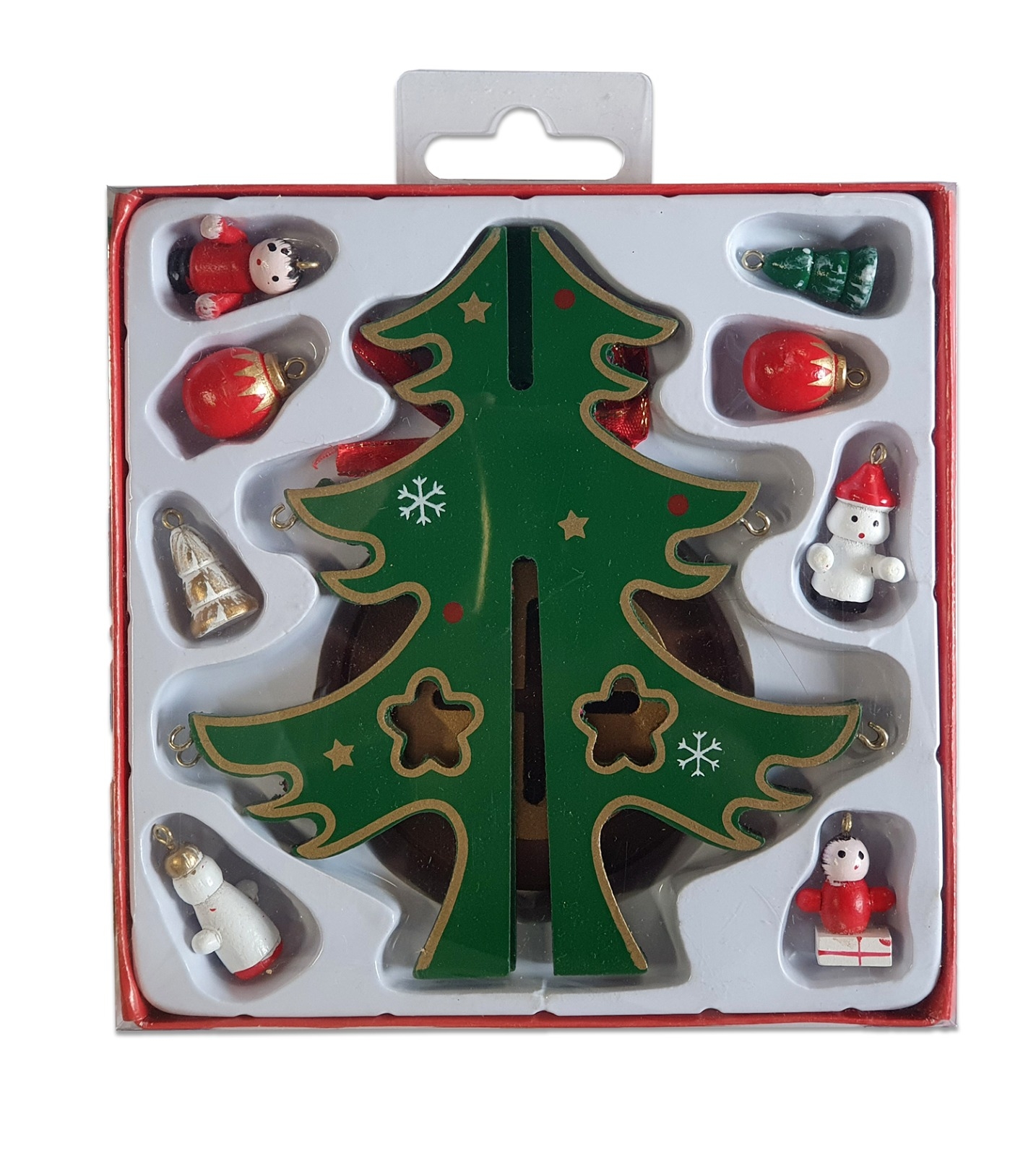 Brad verde din lemn cu ornamente DIY (14 x 14cm) Brad verde din lemn cu ornamente DIY (14 x 14cm)