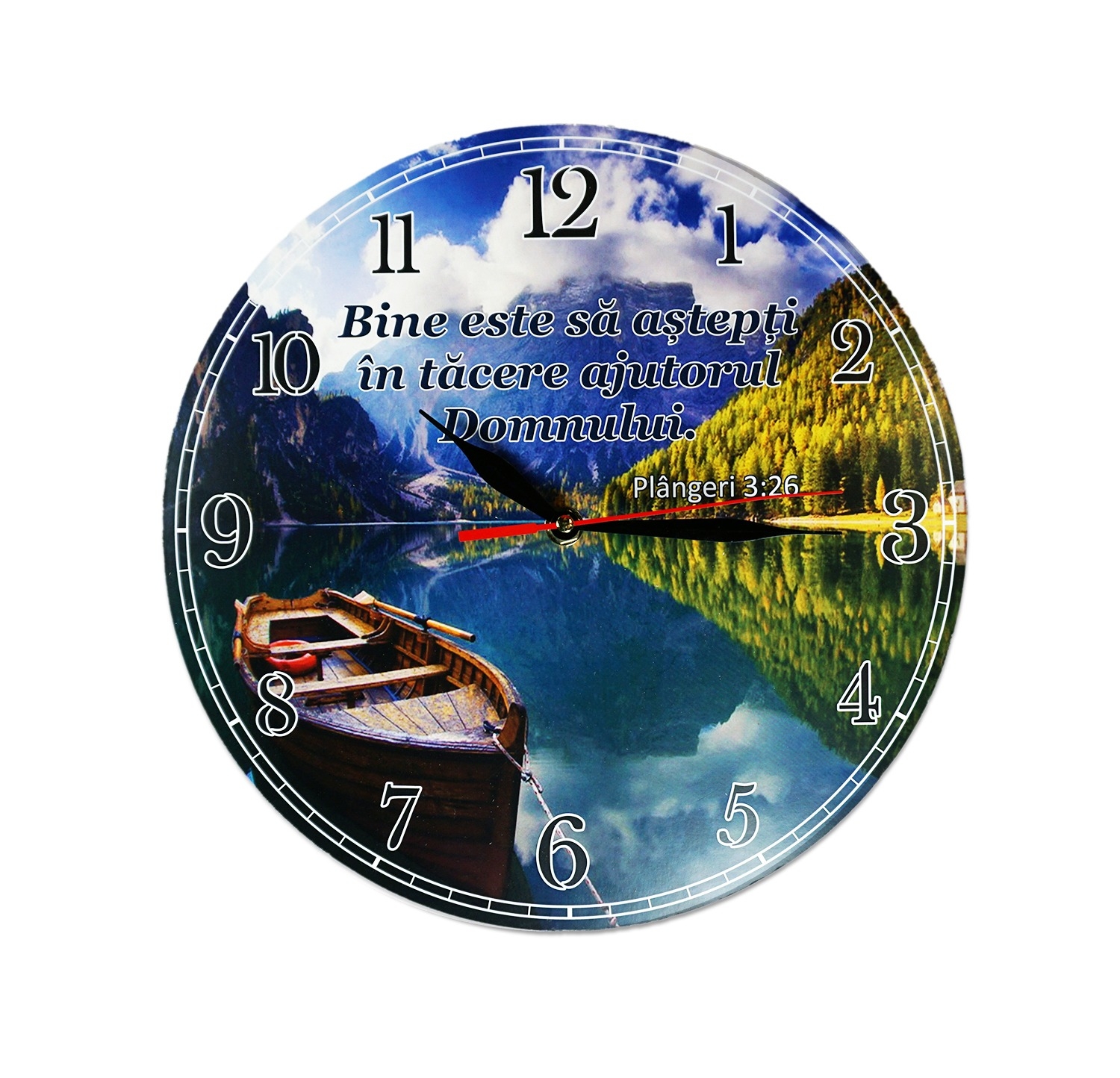 Ceas perete rotund cu mesaj crestin (30 cm) - Bine este să aștepți în tăcere Ceas perete rotund cu mesaj crestin (30 cm) - Bine este să aștepți în tăcere