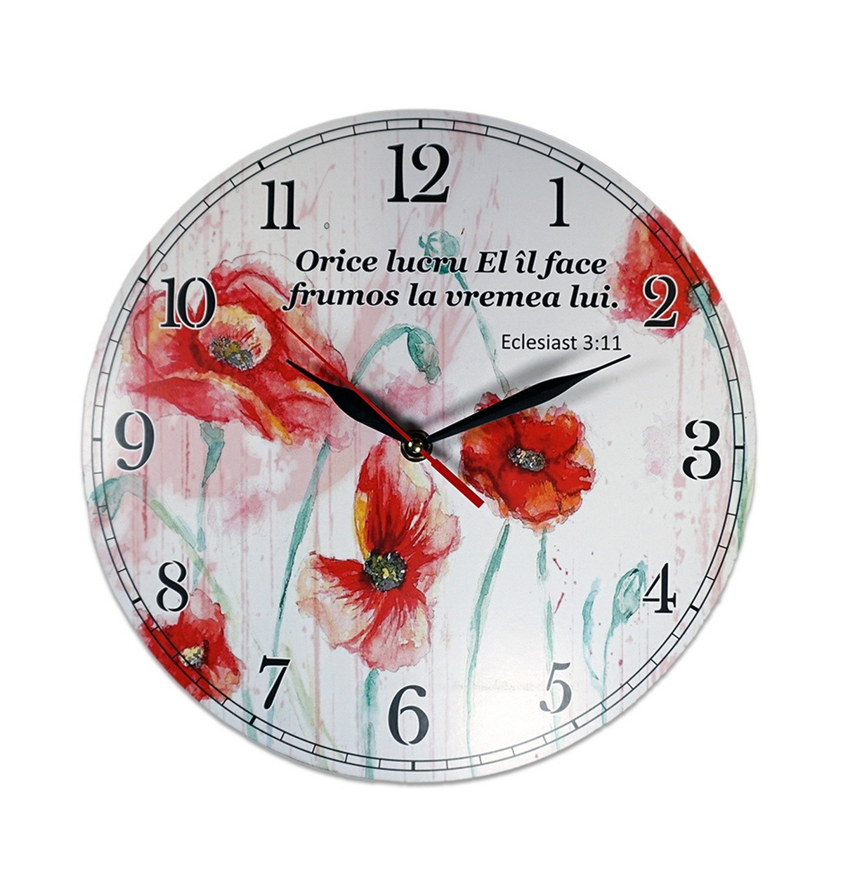 Ceas perete rotund cu mesaj creștin (30 cm) - Orice lucru El îl face frumos Ceas perete rotund cu mesaj creștin (30 cm) - Orice lucru El îl face frumos