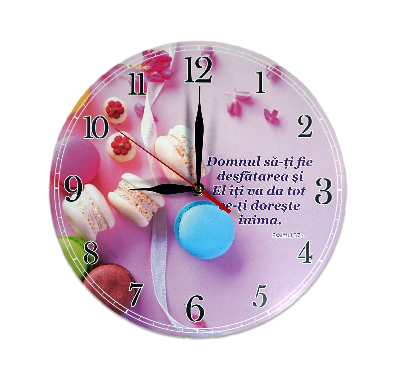 Ceas perete rotund cu mesaj crestin (30 cm) - Domnul să-ți fie desfătarea Ceas perete rotund cu mesaj crestin (30 cm) - Domnul să-ți fie desfătarea