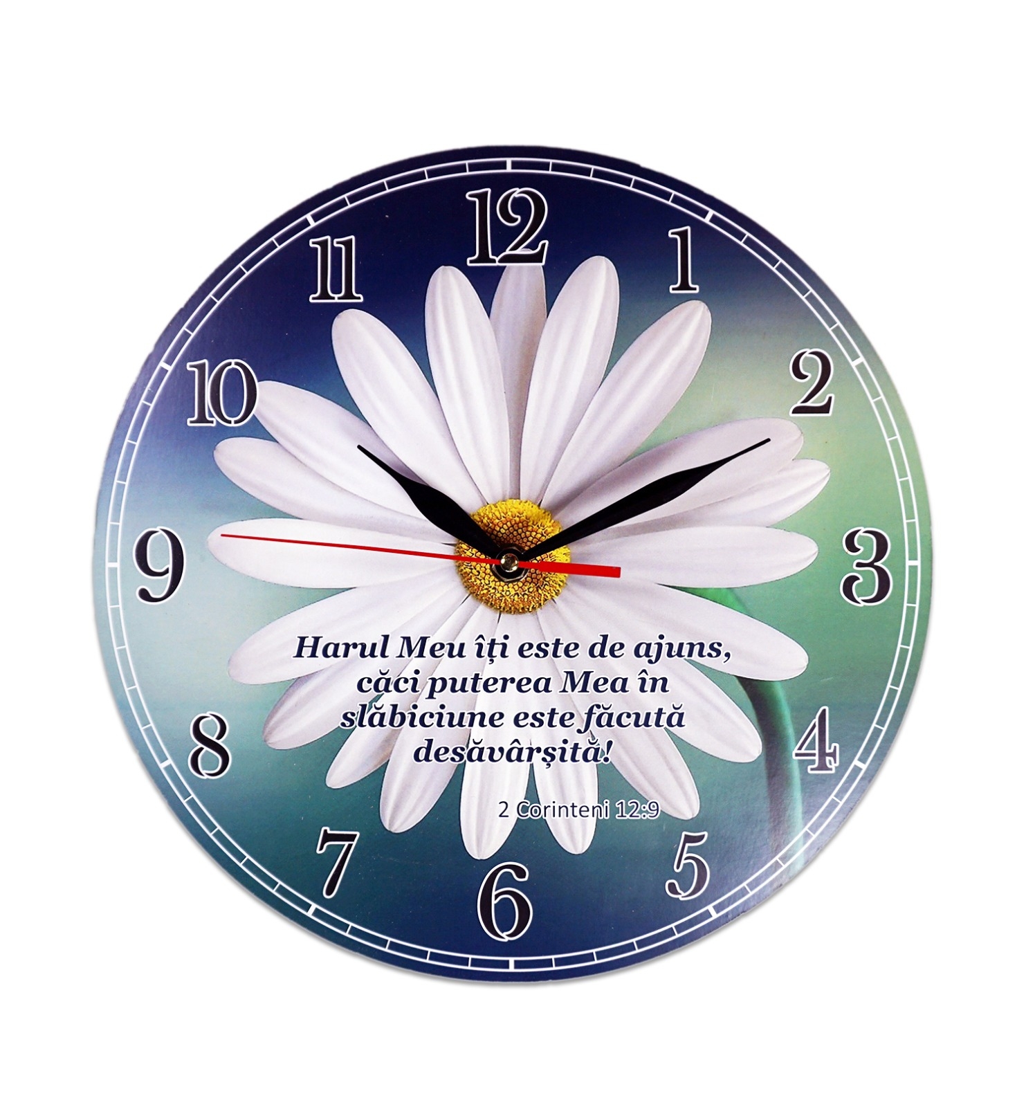 Ceas perete rotund cu mesaj creștin (30 cm) - Harul Meu îți este de ajuns Ceas perete rotund cu mesaj creștin (30 cm) - Harul Meu îți este de ajuns