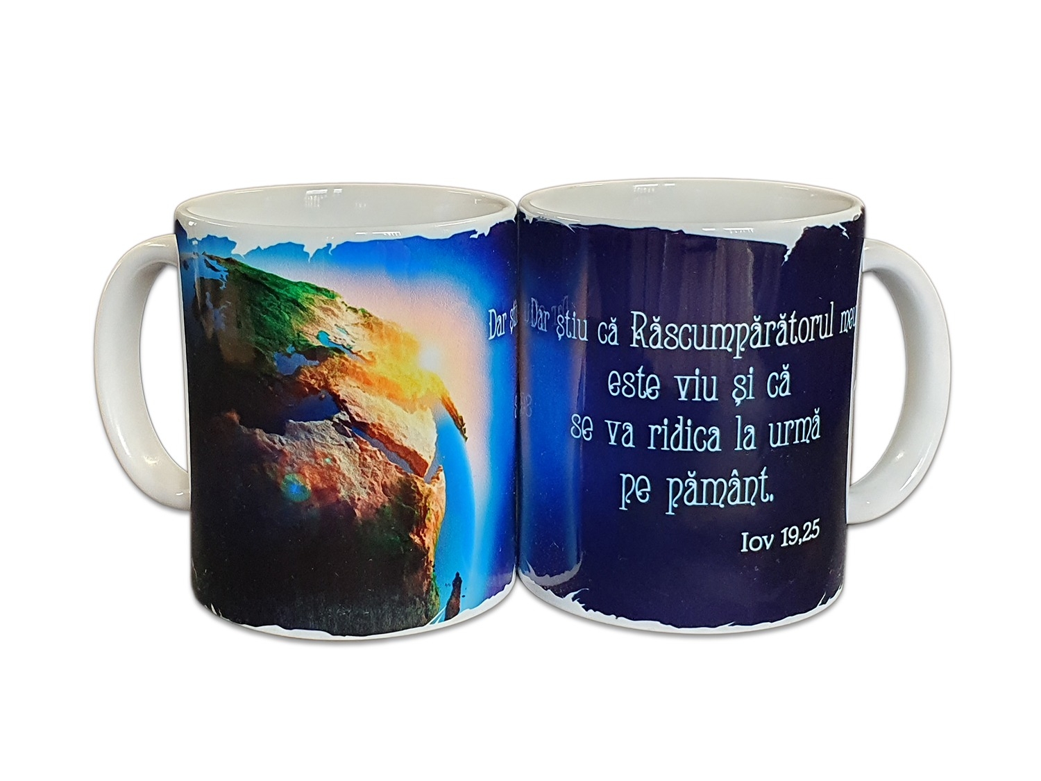 Cană cu mesaj creștin - Dar stiu ca Rascumparatorul meu.. (Iov 19,25) Cană cu mesaj creștin - Dar stiu ca Rascumparatorul meu.. (Iov 19,25)