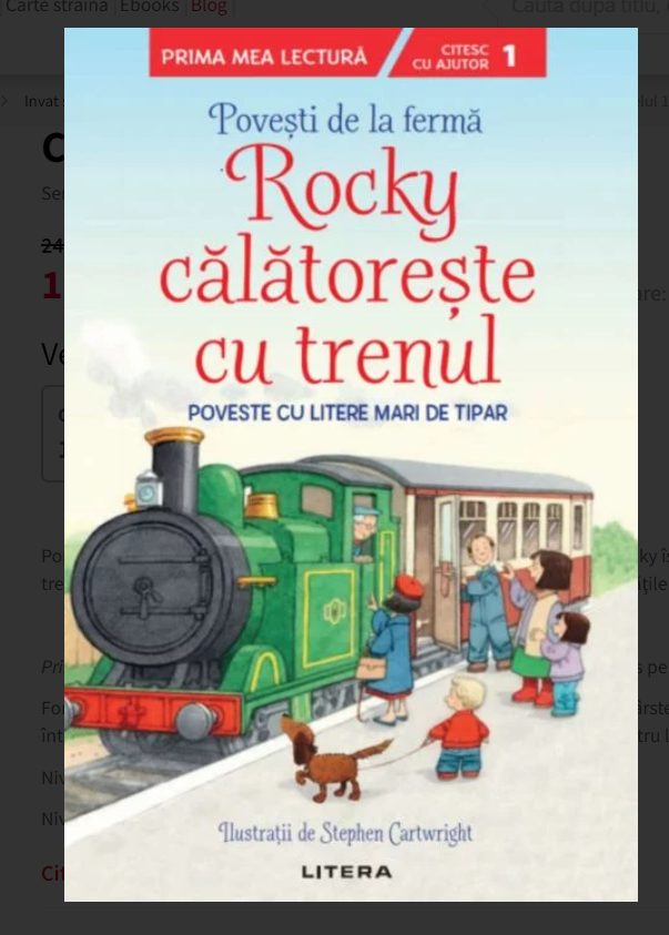 Povesti de la ferma - Rocky calatoreste cu trenul - Poveste cu litere mari de tipar