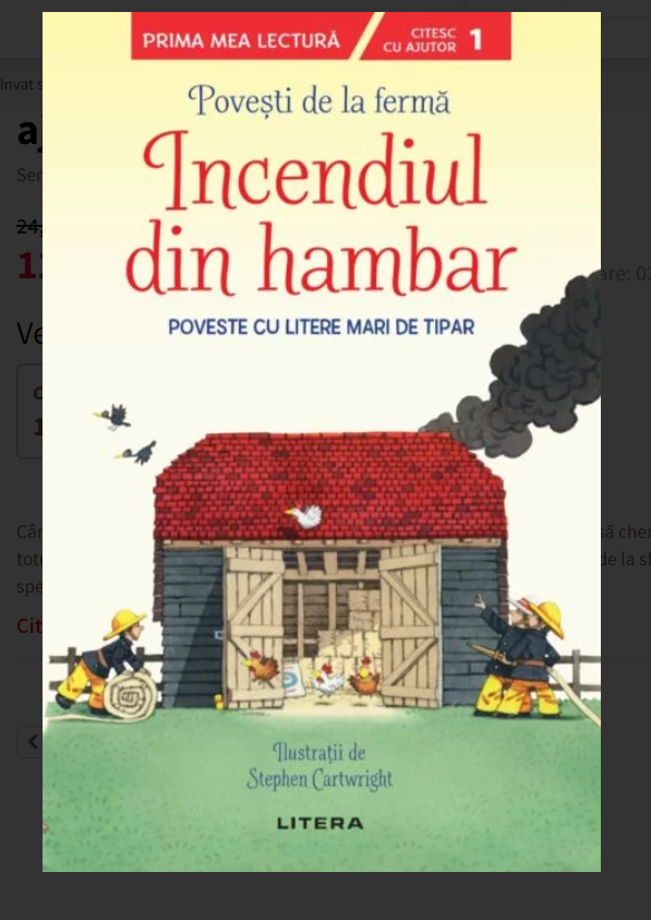 Povesti de la ferma - Incendiul din hambar - Poveste cu litere mari de tipar Povesti de la ferma - Incendiul din hambar - Poveste cu litere mari de tipar