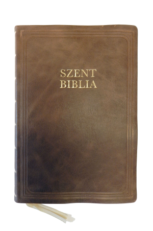 Bőr Biblia - Extra nagy -Károli Gáspár fordítása- Barna- Biblia in limba maghiara, foarte mare, piele, maro, aurita [093 PF]
