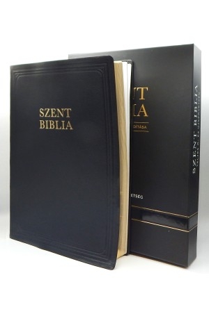 Szent Biblia, Bőr Biblia, Extra Nagy, Fekete, Károli Gáspár Forditása - Biblia in limba maghiara, foarte mare, piele, neagra, aurita [093 PF]
