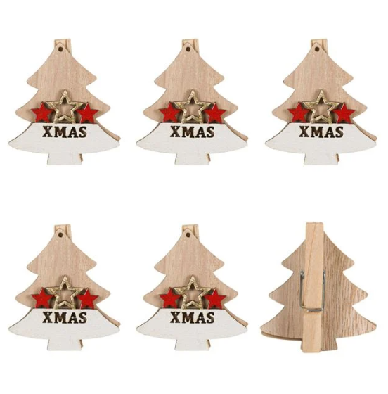 Mini clame din lemn de Craciun - Brazi , Xmas, 5 buc. Mini clame din lemn de Craciun - Brazi , Xmas, 5 buc.