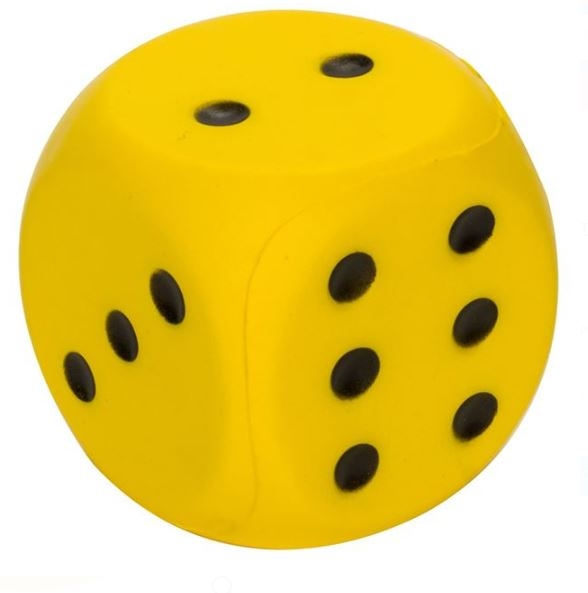 Zar din spuma, galben (6x6x6 cm) Zar din spuma, galben (6x6x6 cm)