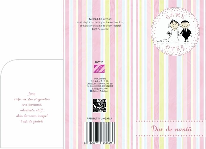 Felicitare - Dar de nunta - Jocul vietii voastre Felicitare - Dar de nunta - Jocul vietii voastre